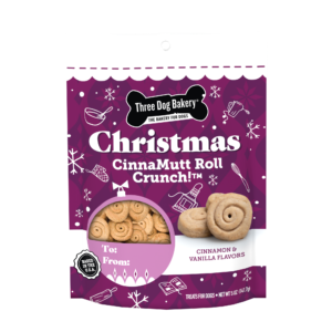 Three Dog Bakery Christmas CinnaMutt Roll Crunch! Dog Treats
